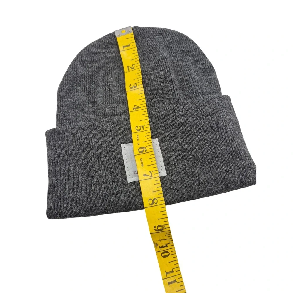 Carhartt Knit Beanie Hat Gray Cuffed Logo Patch‎ Men's